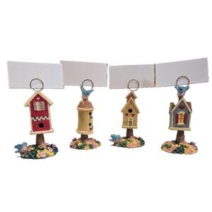 Boston Warehouse Vintage Bouncy Ceramic Birdhouse Place Card Holders Set of 4